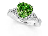 Silver Heart Cut Peridot  Halo Twist Band Solitaire Prong Setting Ring_13
