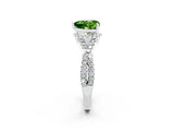 Silver Heart Cut Peridot  Halo Twist Band Solitaire Prong Setting Ring_14