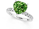 Silver Heart Cut Peridot Pavé Solitaire Ring with Round Band and Prong Setting_43