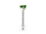 Silver Heart Cut Peridot Pavé Solitaire Ring with Round Band and Prong Setting_44