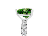 Silver Heart Cut Peridot Pavé Solitaire Ring with Round Band and Prong Setting_47