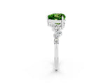 Silver Heart Cut Peridot Scattered Round Accent Ring with Prong Setting_38