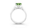 Silver Heart Cut Peridot Solitaire Engagement Ring with Cathedral Setting and Four-Prong Mount_3