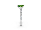 Silver Heart Cut Peridot Solitaire Pavé Engagement Ring with Round Band and Prong Setting_98