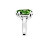 Silver Heart Cut Peridot Solitaire Ring with Flower Prong Setting and Classic Band_11