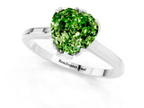 Silver Heart Cut Peridot Solitaire Ring with Flower Prong Setting and Classic Band_7