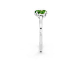 Silver Heart Cut Peridot Solitaire Ring with Flower Prong Setting and Classic Band_8