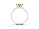 Silver Heart Cut Peridot Solitaire Ring with Flower Prong Setting and Classic Band_9