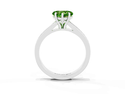 Silver Heart Cut Peridot Solitaire Ring with Pavé Band and Prong Setting_15