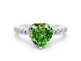 Silver Heart Cut Peridot Solitaire Ring with Round  Pavé Band and Four-Prong Setting_24