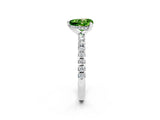 Silver Heart Cut Peridot Solitaire Ring with Round  Pavé Band and Four-Prong Setting_26