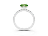 Silver Heart Cut Peridot Solitaire Ring with Round  Pavé Band and Four-Prong Setting_27
