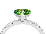 Silver Heart Cut Peridot Solitaire Ring with Round  Pavé Band and Four-Prong Setting_28