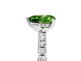 Silver Heart Cut Peridot Solitaire Ring with Round  Pavé Band and Four-Prong Setting_29