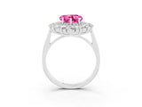 Silver Heart Cut Pink Sapphire Floral Double Halo Engagement Ring with Prong Setting_165