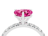 Silver Heart Cut Pink Sapphire Pavé Solitaire Ring with Round Band and Prong Setting_46