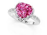 Silver Heart Cut Pink Sapphire Scalloped Halo Engagement Ring with Round Shared Prong Band_31