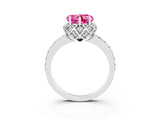 Silver Heart Cut Pink Sapphire Scalloped Halo Engagement Ring with Round Shared Prong Band_33