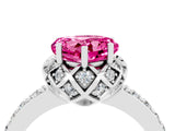 Silver Heart Cut Pink Sapphire Scalloped Halo Engagement Ring with Round Shared Prong Band_34