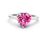 Silver Heart Cut Pink Sapphire Solitaire Engagement Ring with Classic Band and Four-Prong Setting_12