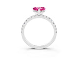 Silver Heart Cut Pink Sapphire Solitaire Ring with Round  Pavé Band and Four-Prong Setting_27