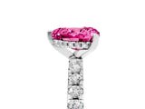 Silver Heart Cut Pink Sapphire Solitaire Ring with Round  Pavé Band and Four-Prong Setting_29