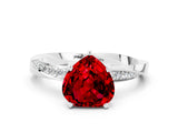 Silver Heart Cut Ruby Engagement Ring with Side Stone Accents and Four-Prong Setting_12