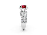 Silver Heart Cut Ruby Halo Ring with Round Split Shank and Prong Setting_68