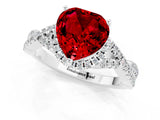 Silver Heart Cut Ruby  Halo Twist Band Solitaire Prong Setting Ring_13