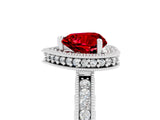 Silver Heart Cut Ruby Milgrain Halo Engagement Ring with Round Pavé Band and Prong Setting_17