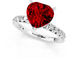 Silver Heart Cut Ruby Pavé Solitaire Ring with Round Band and Prong Setting_43
