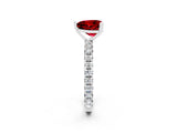 Silver Heart Cut Ruby Pavé Solitaire Ring with Round Band and Prong Setting_44