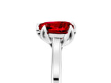 Silver Heart Cut Ruby Solitaire Ring with Flower Prong Setting and Classic Band_19