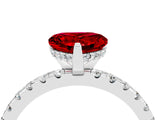 Silver Heart Cut Ruby Solitaire Ring with Round  Pavé Band and Four-Prong Setting_28