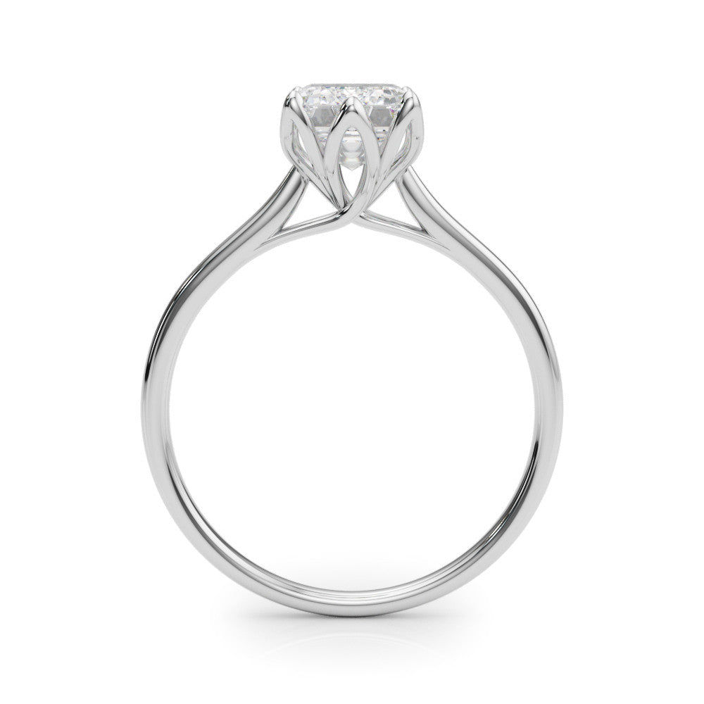 Silver Heart Cut Solitaire Diamond Ring with Four-Prong Setting and Classic Band 1
