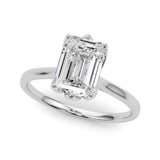 14K White Gold 1.52 Carat F VS1 Radiant Cut Solitaire Diamond Ring with Four-Prong Setting and Classic Band