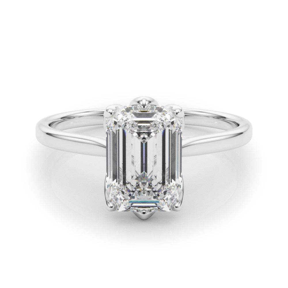 Silver Heart Cut Solitaire Diamond Ring with Four-Prong Setting and Classic Band