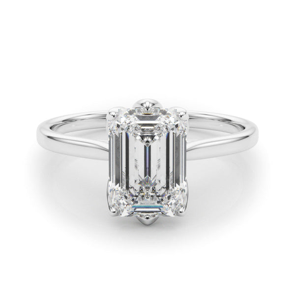 14K White Gold 1.52 Carat F VS1 Radiant Cut Solitaire Diamond Ring with Four-Prong Setting and Classic Band