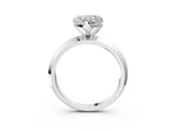 Silver Heart Cut Solitaire Engagement Ring with Flat Band and Four-Prong Setting 3