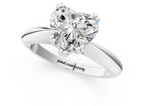 Silver Heart Cut Solitaire Engagement Ring with Tapered Band and Four-Prong Setting 1