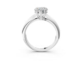 Silver Heart Cut Solitaire Engagement Ring with Tapered Band and Four-Prong Setting 3
