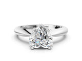 Silver Heart Cut Solitaire Engagement Ring with Tapered Band and Four-Prong Setting