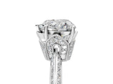 Silver Heart Cut Solitaire Split Shank Pave Diamond Engagement Ring with Four-Prong Setting_30