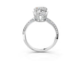 Silver Heart Cut Solitaire Split Shank Pave Diamond Engagement Ring with Four-Prong Setting_64