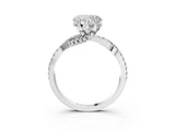 Silver Heart Cut Solitaire Twist Pave Diamond Engagement Ring with Prong Setting_22