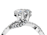 Silver Heart Cut Solitaire Twist Pave Diamond Engagement Ring with Prong Setting_23