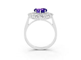 Silver Heart Cut Tanzanite Floral Double Halo Engagement Ring with Prong Setting_141