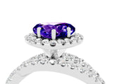 Silver Heart Cut Tanzanite Halo Ring with Round Split Shank and Prong Setting_70