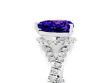 Silver Heart Cut Tanzanite  Halo Twist Band Solitaire Prong Setting Ring_17