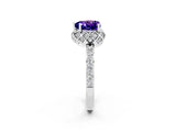 Silver Heart Cut Tanzanite Scalloped Halo Engagement Ring with Round Shared Prong Band_32